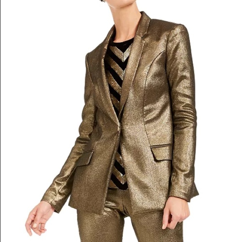 INC International Concepts Metallic gold blazer SMALL Petite